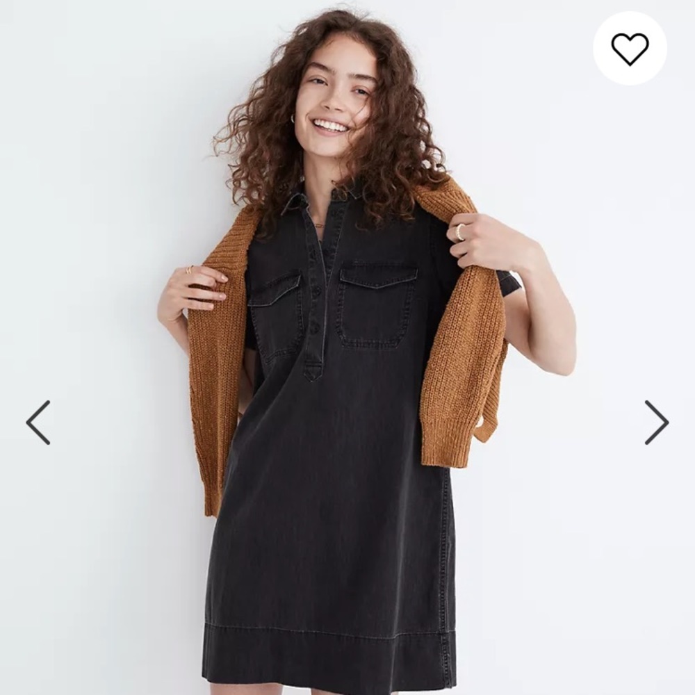 Madewell denim short sleeve popover shirt dress - lunar wash - small
